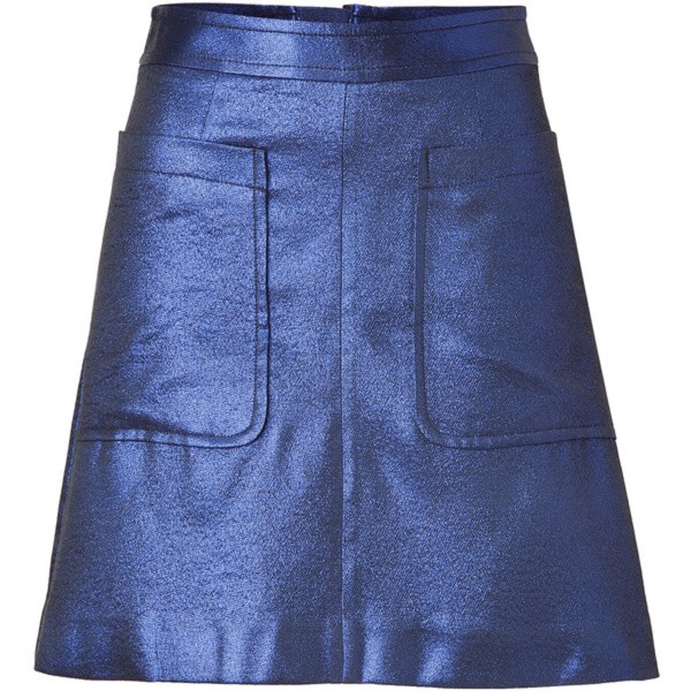 Verushka Lame A-Line Skirt (Blue)